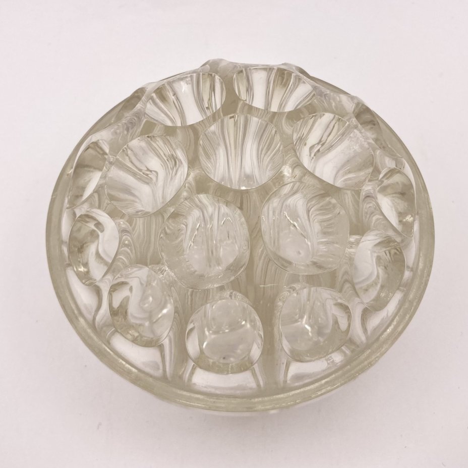Ваза-подставка для цветов (роуз-боул, rose-bowl), стекло, пресс, Франция, 1960-1980 гг.
