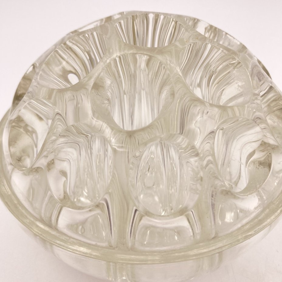 Ваза-подставка для цветов (роуз-боул, rose-bowl), стекло, пресс, Франция, 1960-1980 гг.