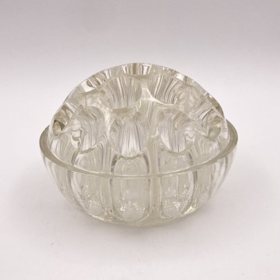 Ваза-подставка для цветов (роуз-боул, rose-bowl), стекло, пресс, Франция, 1960-1980 гг.