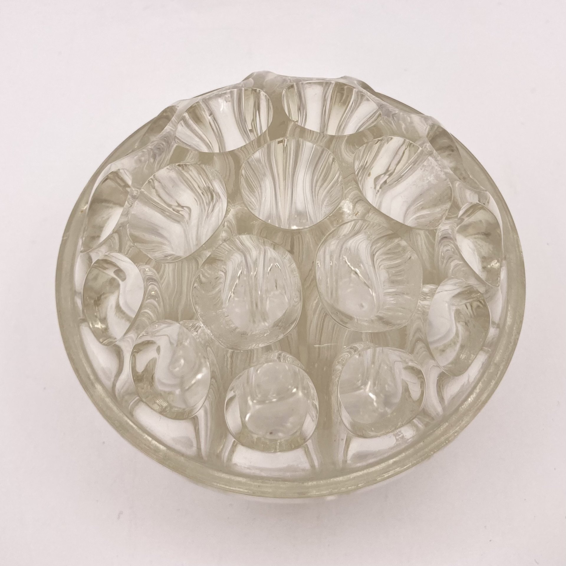 Ваза-подставка для цветов (роуз-боул, rose-bowl), стекло, пресс, Франция, 1960-1980 гг.