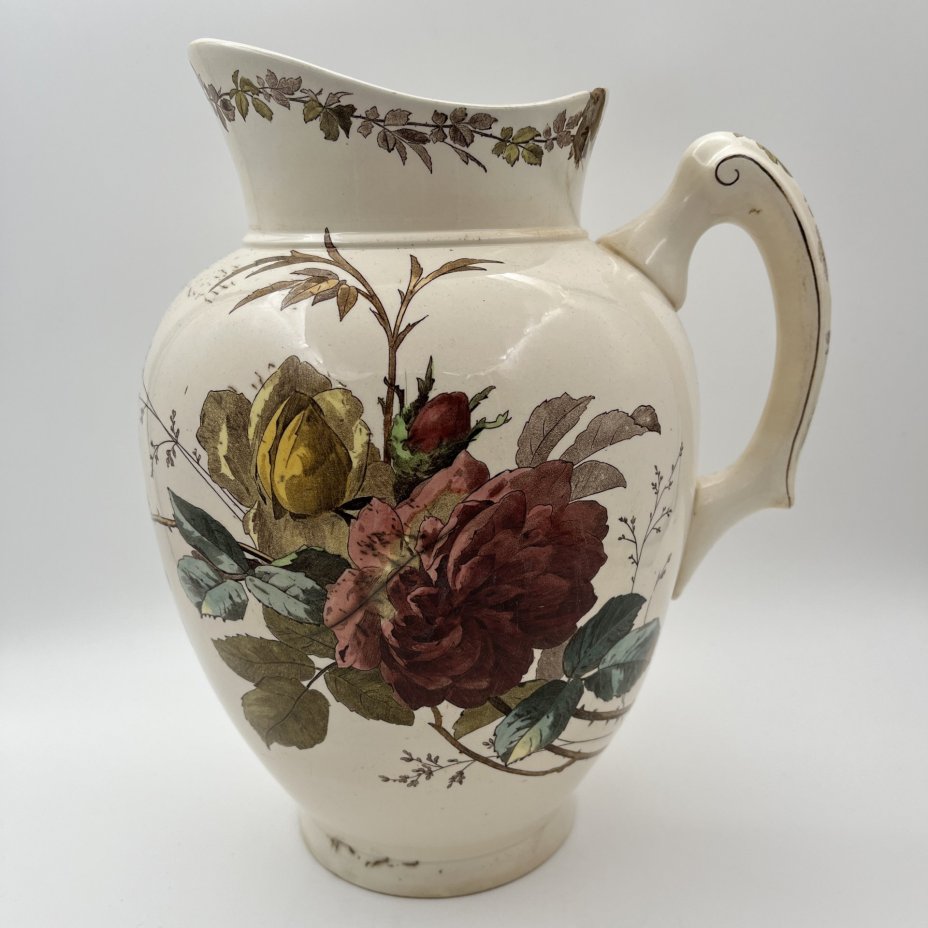 Кувшин, украшенный цветочным декором, фаянс, деколь, Villeroy & Boch, Германия, 1874-1909 гг., Villeroy & Boch