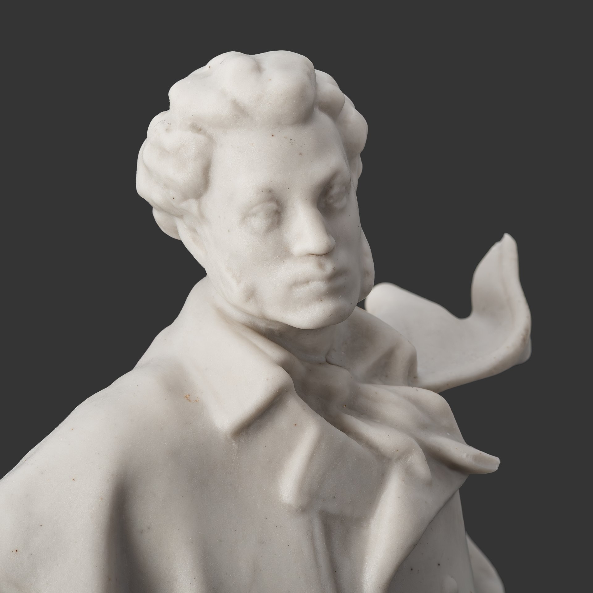 Статуэтка «А.С. Пушкин», автор модели Лысенко М.Г., бисквит, Полонский завод художественной керамики (Полонное ЗХК), СССР, 1950-1970 гг.