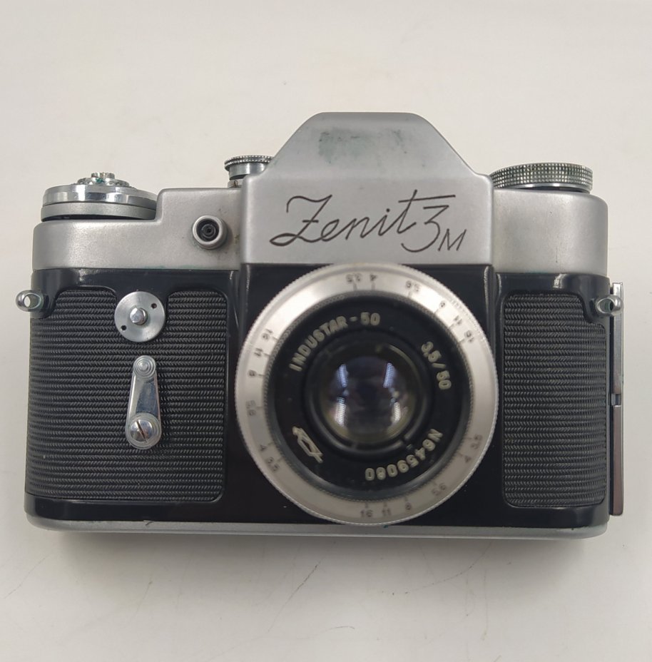 Фотоаппарат "Зенит 3М" с объективом "Индустар-50" в кофре, металл, стекло, пластик, кожа, Красногорский механический завод (КМЗ), СССР, 1964 г.