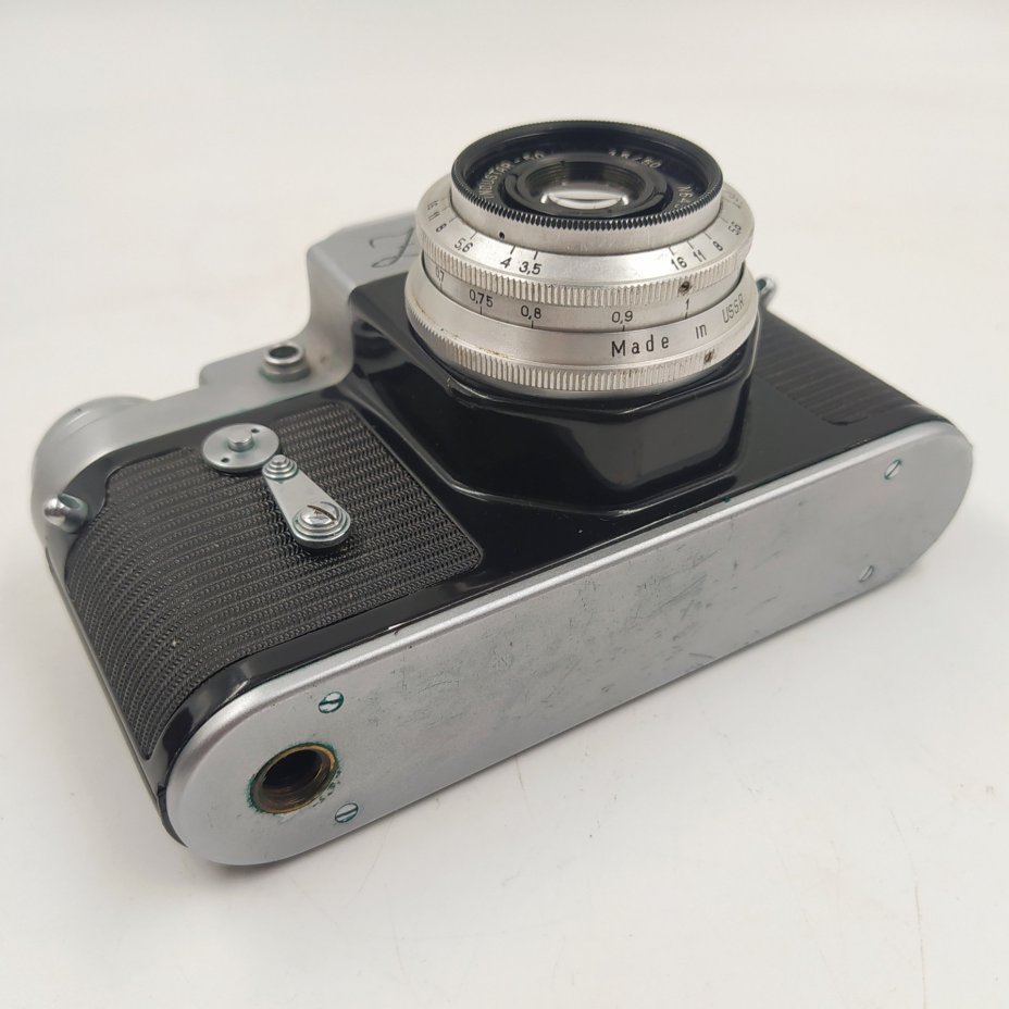 Фотоаппарат "Зенит 3М" с объективом "Индустар-50" в кофре, металл, стекло, пластик, кожа, Красногорский механический завод (КМЗ), СССР, 1964 г.