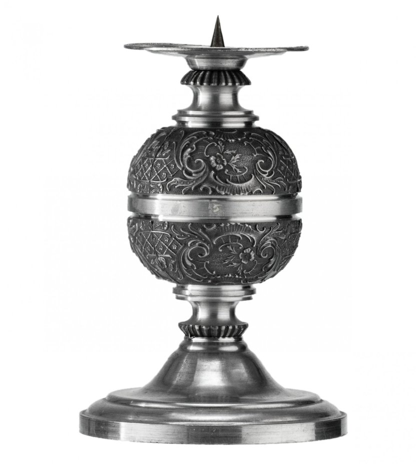 Подсвечник с флоральным узором, олово, Германия, 1970-1990 гг.