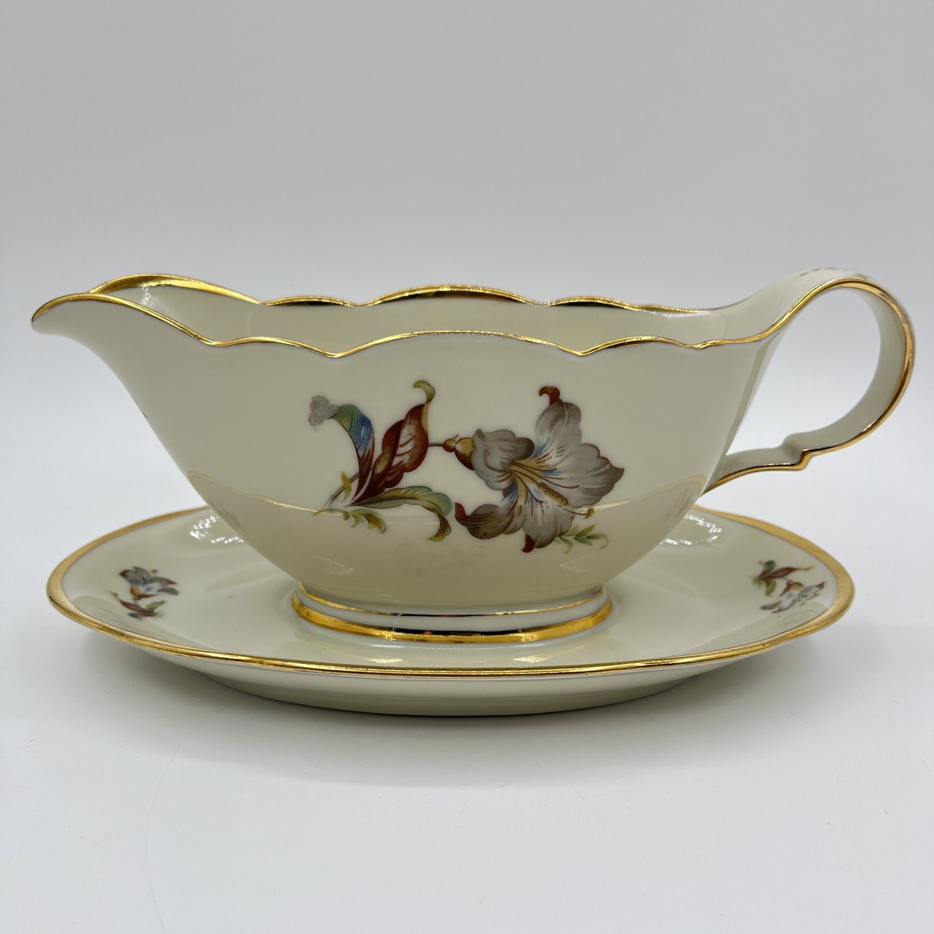 Соусник с цветочным декором на поддоне, Kjøbenhavns Porcellains Maleri (KPM) — фото 3