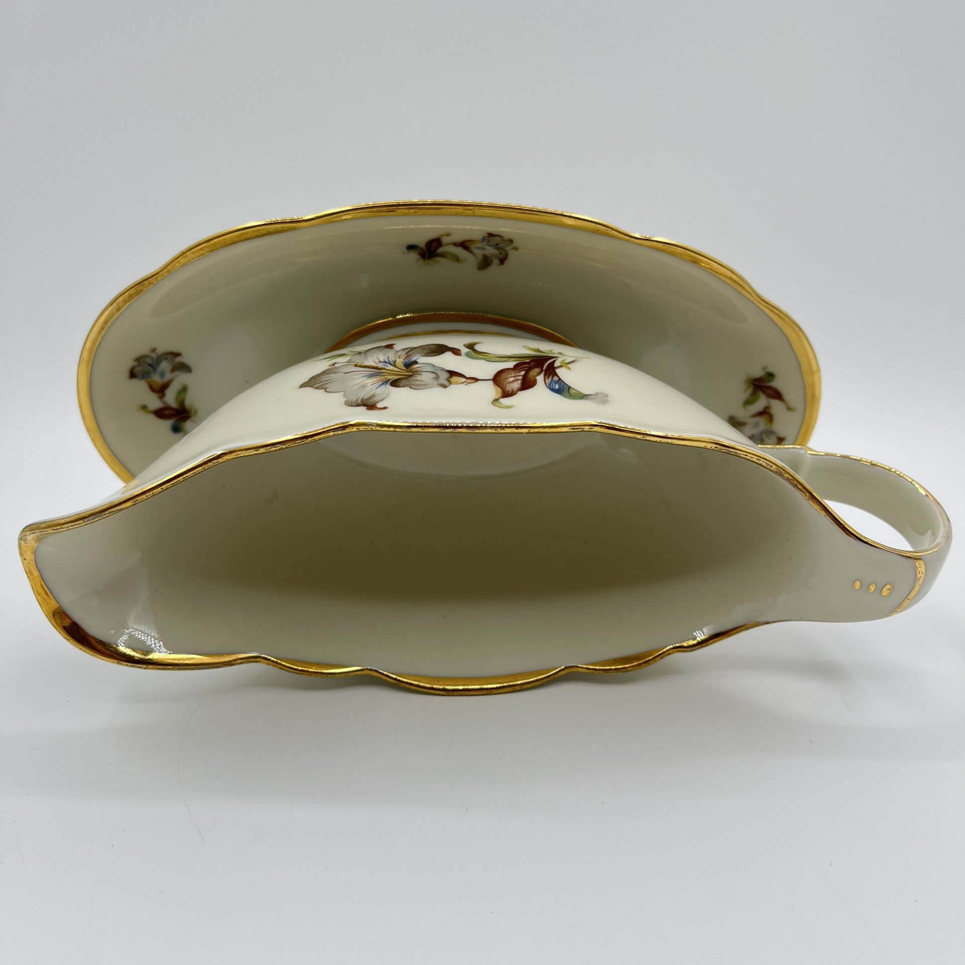 Соусник с цветочным декором на поддоне, Kjøbenhavns Porcellains Maleri (KPM) — фото 4