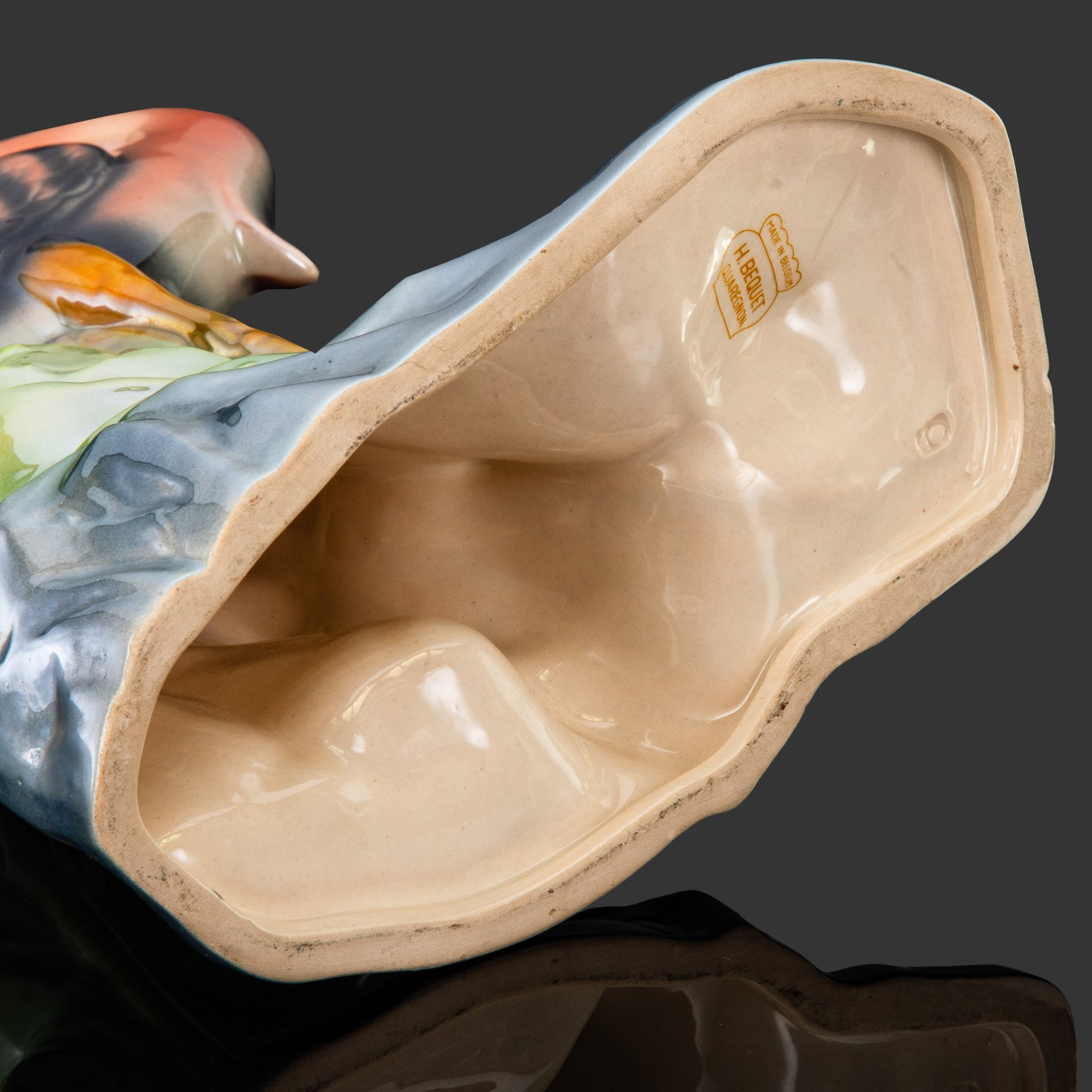 Статуэтка "Цапля" (крупная), H. Bequet Quaregnon, фаянс, роспись, Бельгия, 1960-1985 гг.