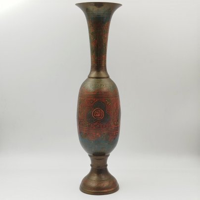 Ваза в восточном стиле, украшенная растительным декором, латунь, гравировка, Индия, 1970-1990 гг.