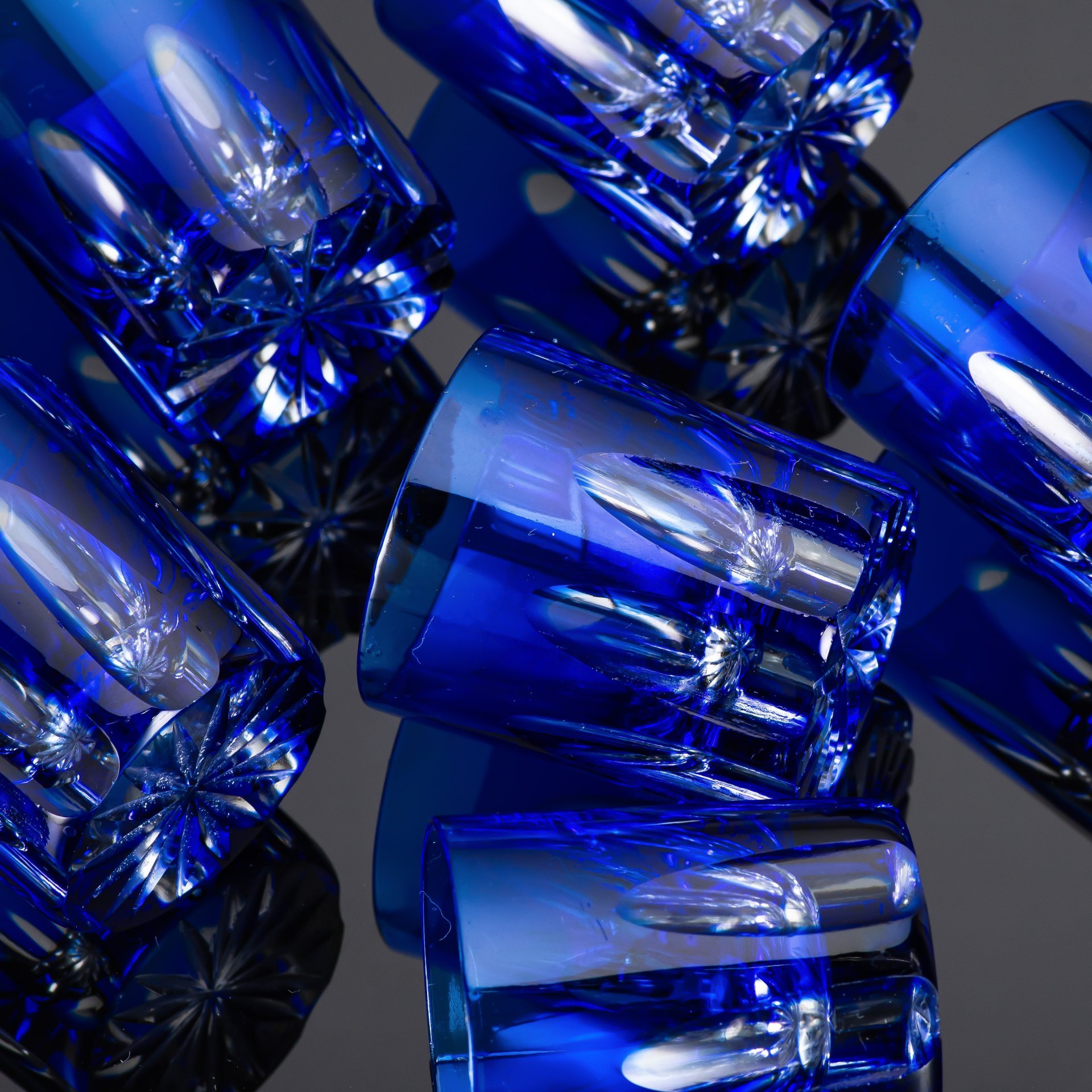 Набор стопок с декором в виде линз, на 6 персон, хрусталь, гранение, Nachtmann, Германия, 1970-1980 гг.