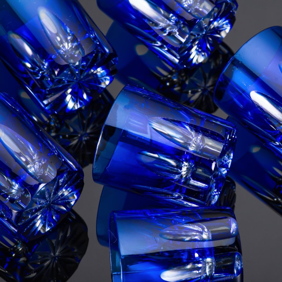 Набор стопок с декором в виде линз, на 6 персон, хрусталь, гранение, Nachtmann, Германия, 1970-1980 гг.