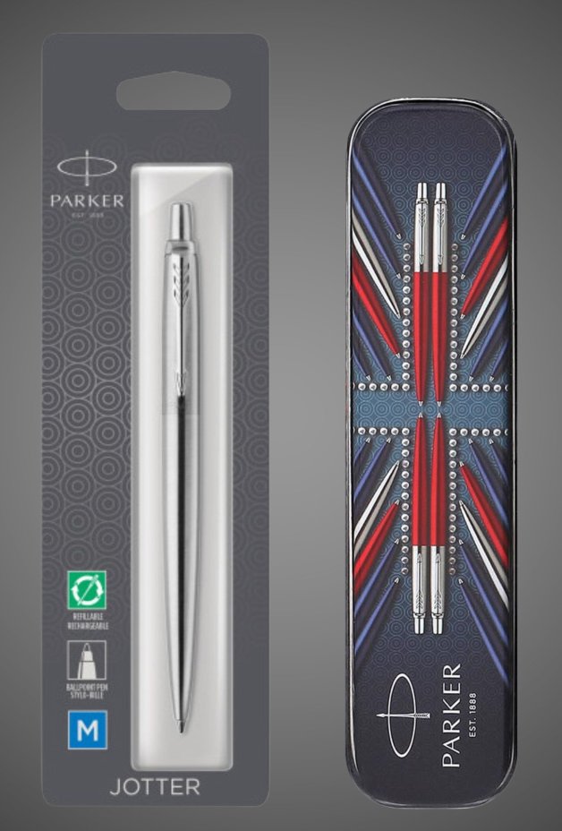 Шариковая ручка Parker Jotter Core K61 Stainless Steel CT , стержень: Mblue в блистере+жестяной футляр, Металлы: нержавеющая сталь