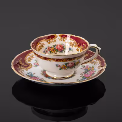 Кофейная пара с цветочным узором, R.H. & S.L. Plant (Tuscan China Series)