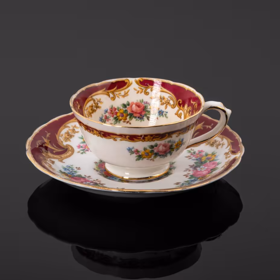 Кофейная пара с цветочным узором, R.H. & S.L. Plant (Tuscan China Series)