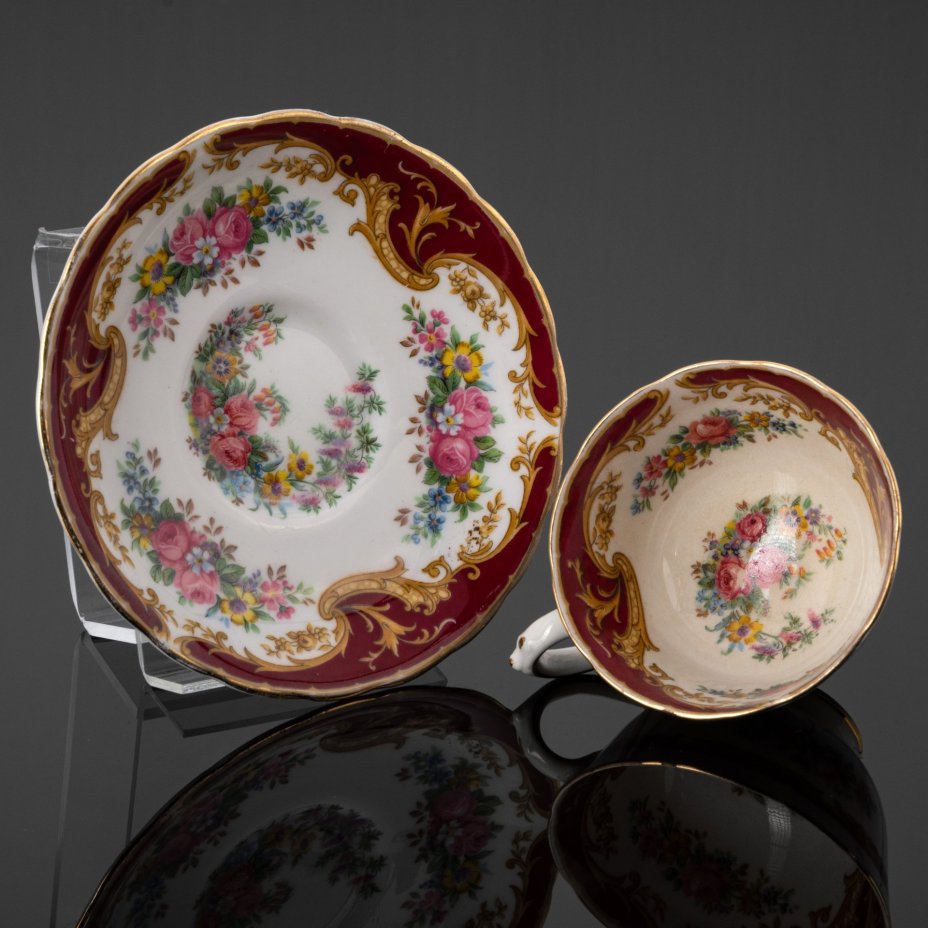 Кофейная пара с цветочным узором, R.H. & S.L. Plant (Tuscan China Series)