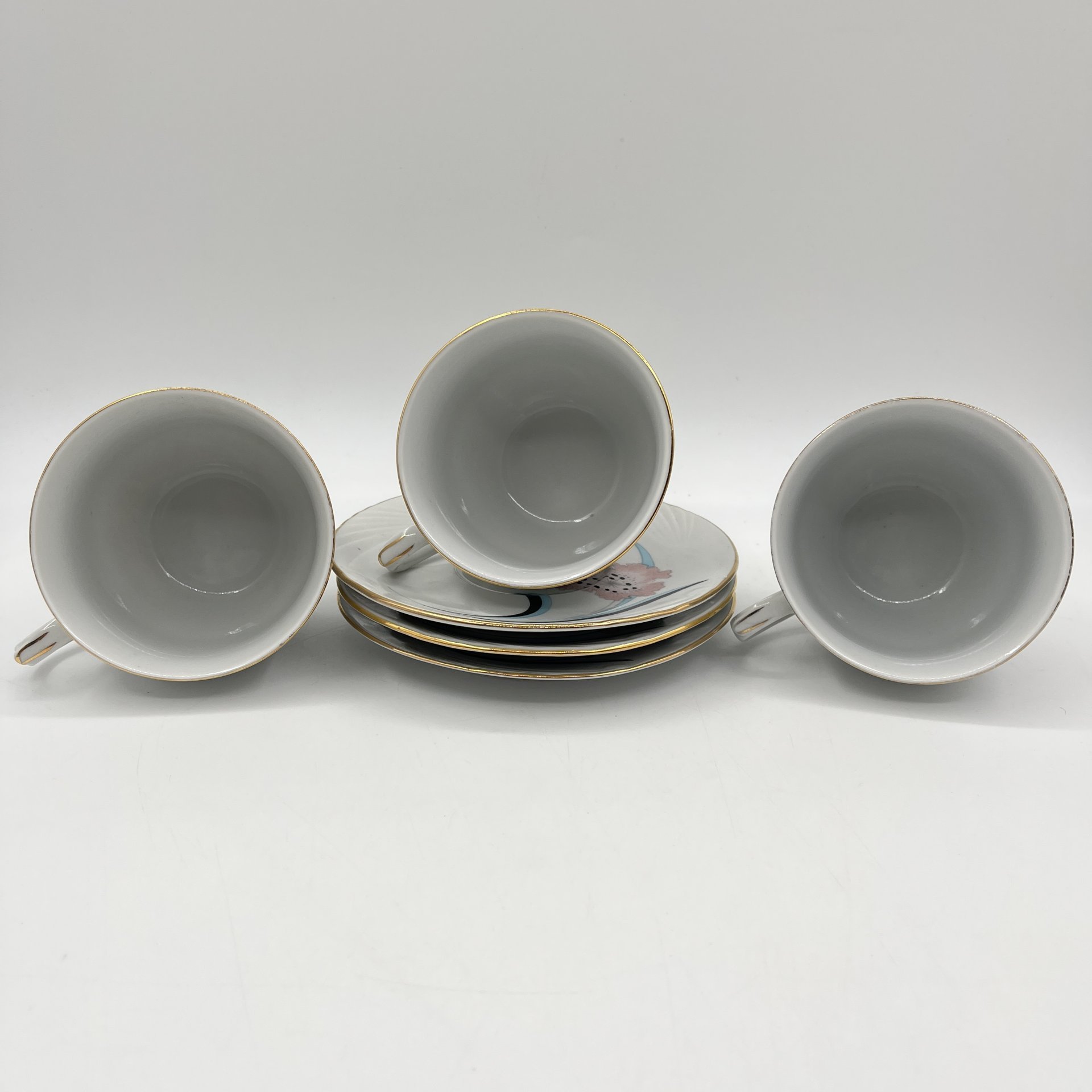 Набор из 3-х чайных пар с цветочным декором, Cluj-Napoca Porcelain