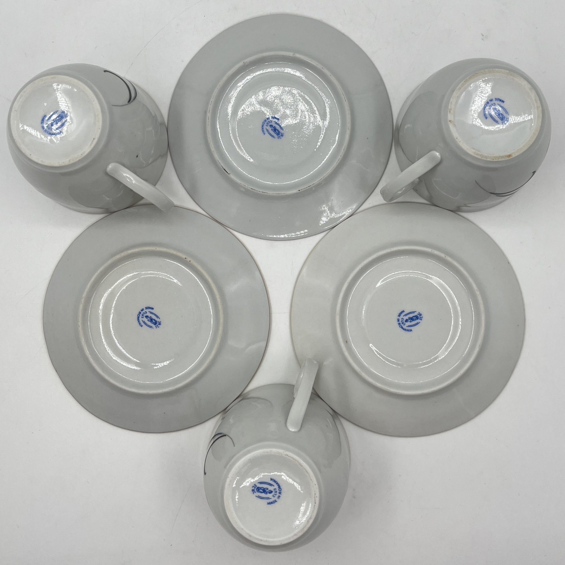 Набор из 3-х чайных пар с цветочным декором, Cluj-Napoca Porcelain