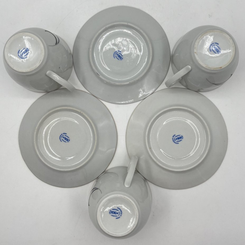 Набор из 3-х чайных пар с цветочным декором, Cluj-Napoca Porcelain