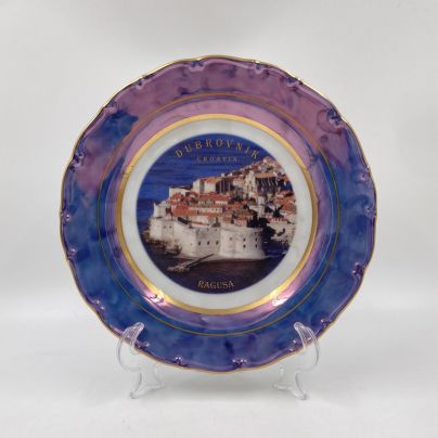 Тарелка сувенирная "Дубровник. Хорватия", фарфор, люстр, золочение, деколь, Чехия, 2000-2015 гг.
