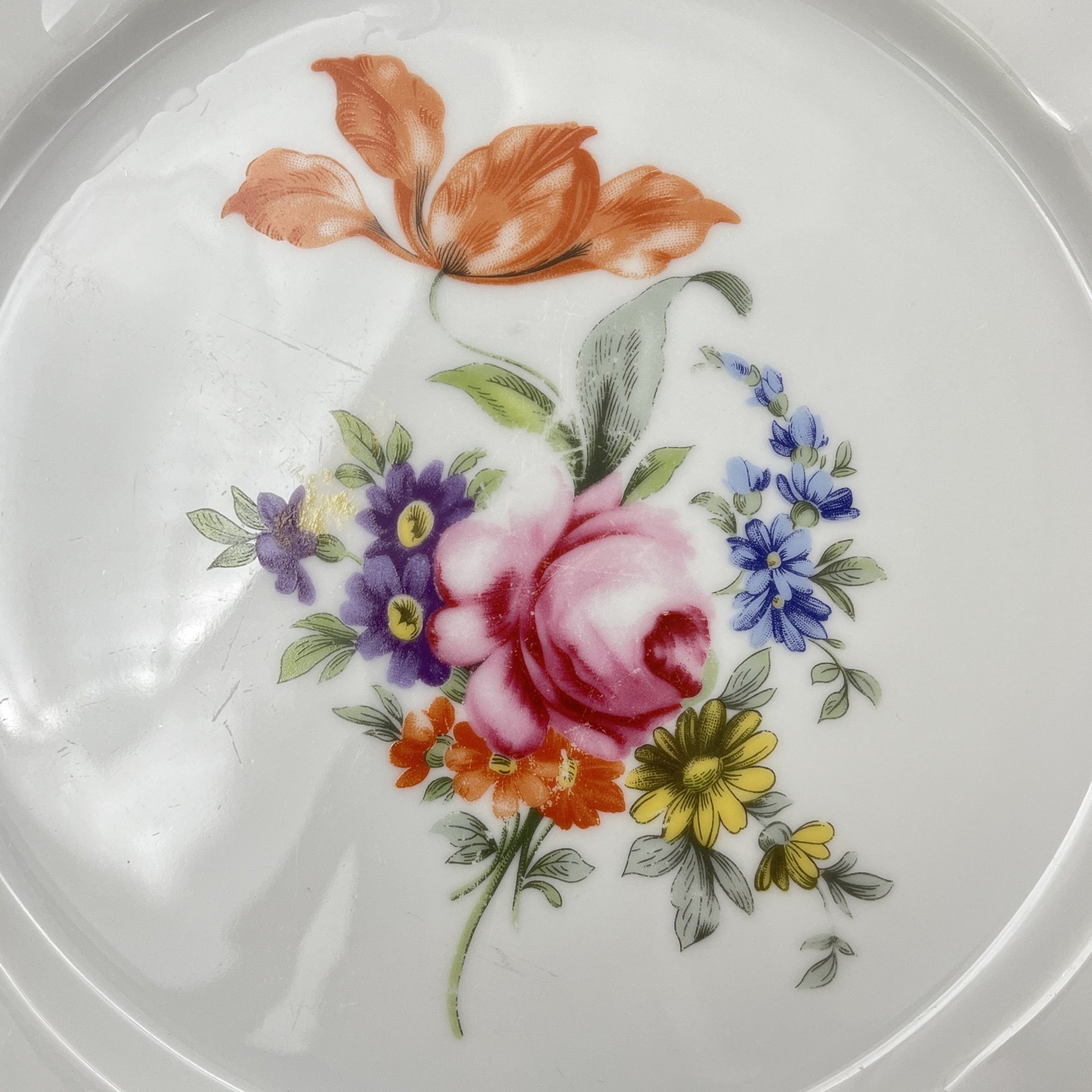 Набор из 3-х обеденных тарелок "Мейсенский букет", фарфор, деколь, золочение, Bernadotte, Чехия, 1991-2000 гг.