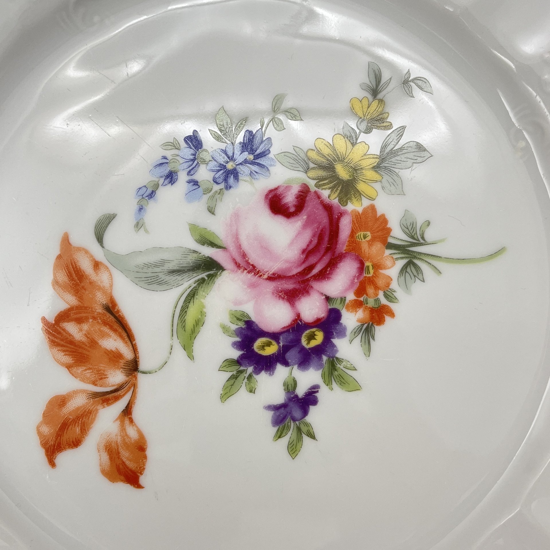 Набор из 3-х обеденных тарелок "Мейсенский букет", фарфор, деколь, золочение, Bernadotte, Чехия, 1991-2000 гг.