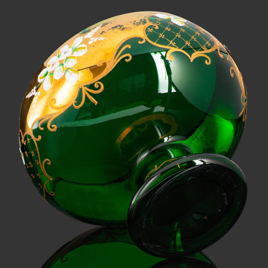 Ваза для десертов (фруктовница), стекло, лепка, смальта, золочение, Bohemia Crystal (Bohemia Glass), Чехия, 1980-2000 гг.