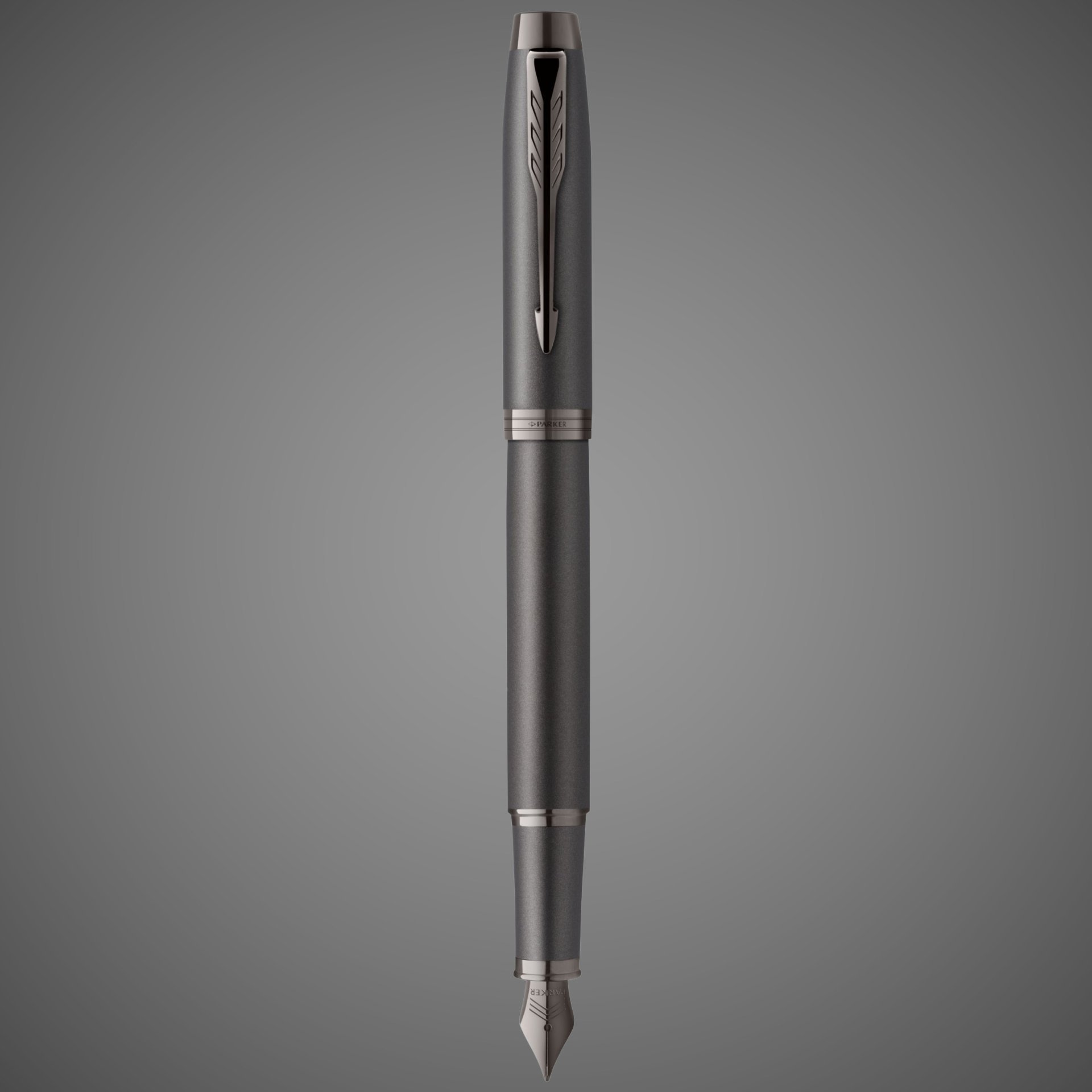 Перьевая ручка Parker IM Professionals Monochrome Titanium, перо:F/M, цвет чернил: blue, в подарочной упаковке., Лаки и смолы: лак, латунь