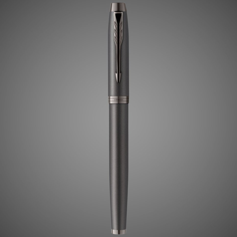 Перьевая ручка Parker IM Professionals Monochrome Titanium, перо:F/M, цвет чернил: blue, в подарочной упаковке., Лаки и смолы: лак, латунь