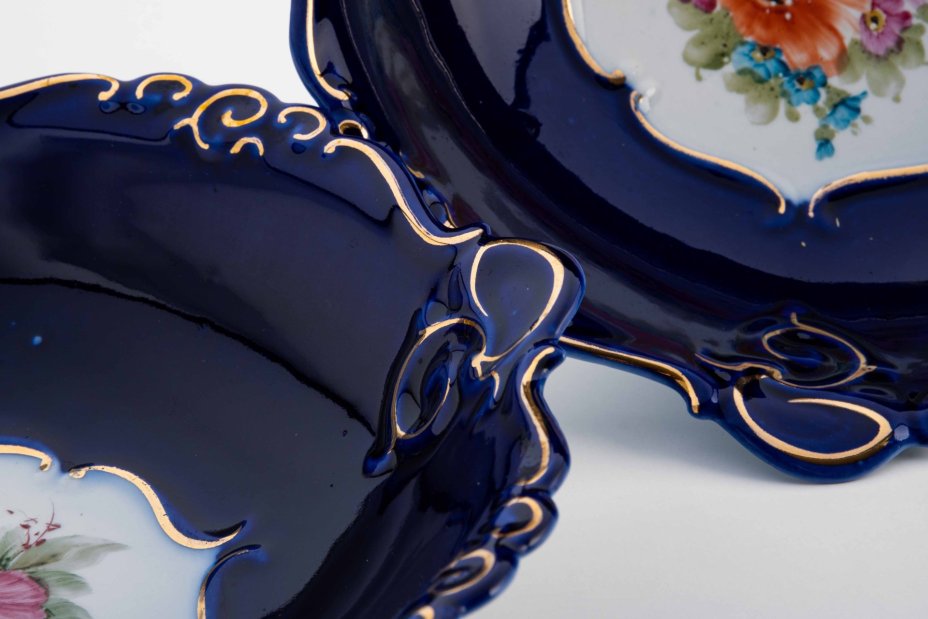 Пара глубоких блюд с цветочным декором, Cluj-Napoca Porcelain