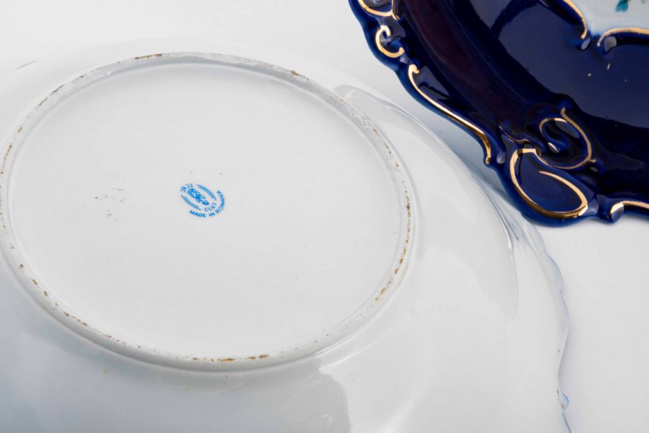 Пара глубоких блюд с цветочным декором, Cluj-Napoca Porcelain