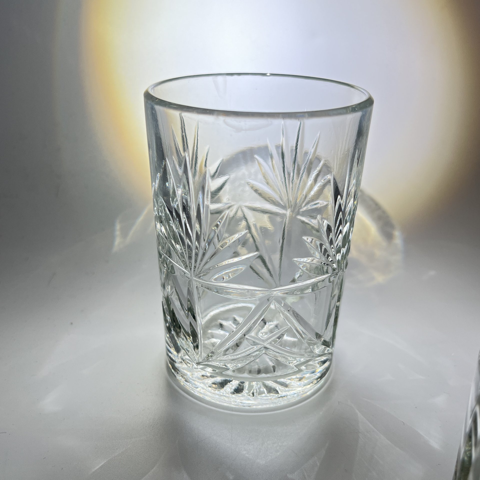 Стаканы с растительным декором на 4 персоны, хрусталь, пресс, Россия, 1980-2000 гг.