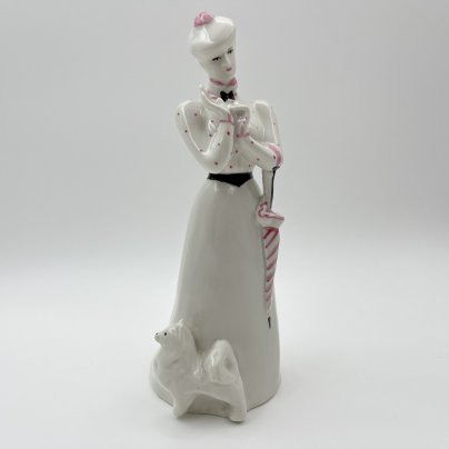 Статуэтка «Дама с собачкой», скульптор А.Д. Бржезицкая, фарфор, роспись, Дулевский фарфоровый завод (Дулёво), Российская Федерация, 1995 г.