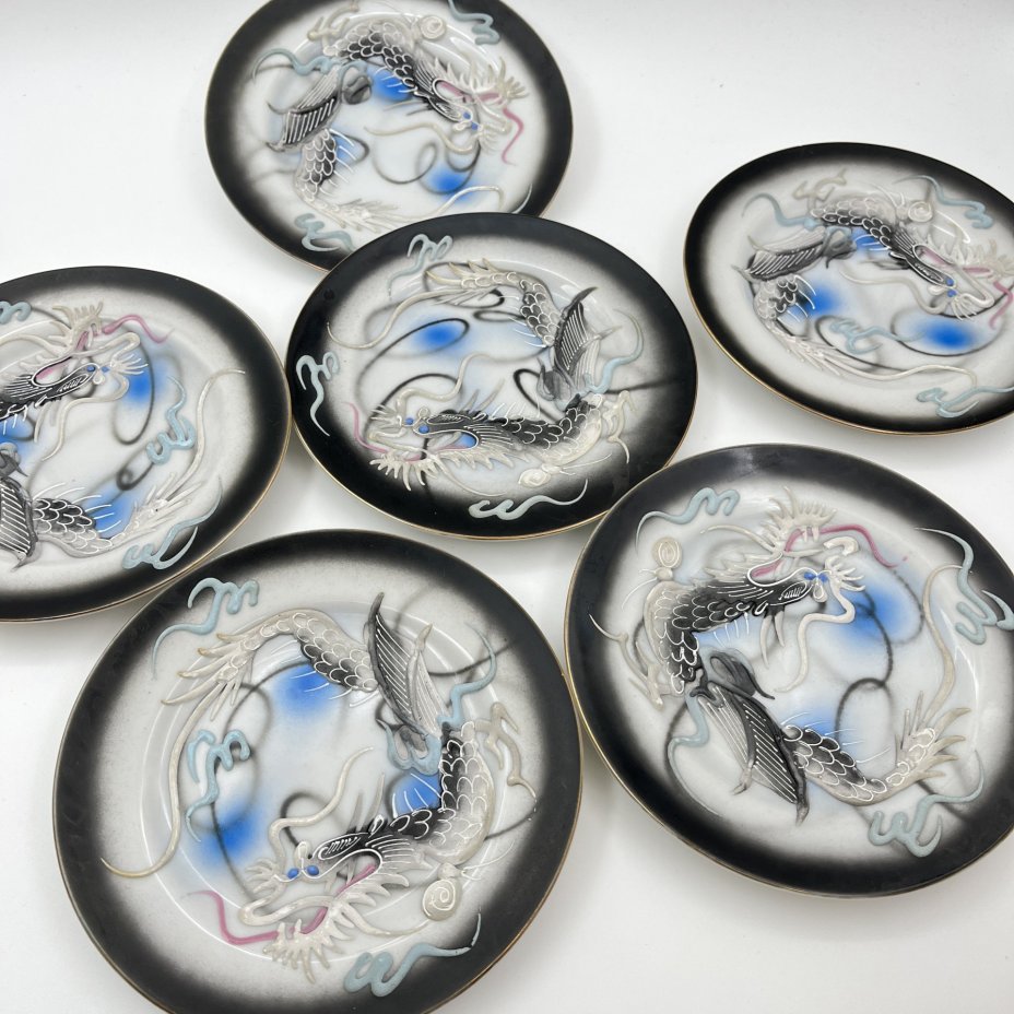Набор из 6-ти десертных тарелок "Дракон",  Lux Porcelain FAHD M.K.