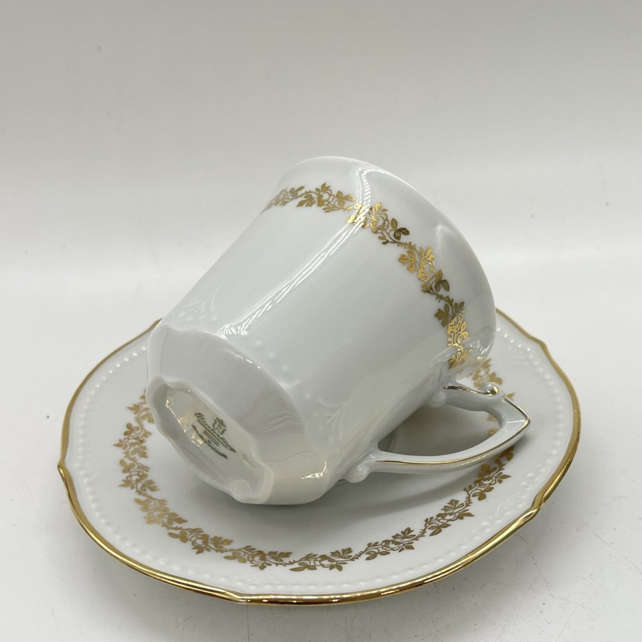 Чайная пара с декором в виде растительных гирлянд, фарфор, деколь, золочение, Winterling Marktleuthen Bavaria, Германия, 1950-1970 гг.