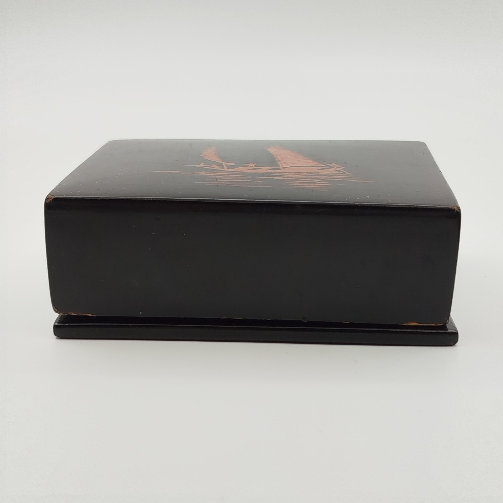 Шкатулка с изображением парусника, папье-маше, трафаретная печать, Азия, 1970-1990 гг.