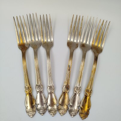 Набор из 6 столовых вилок "Серебряная роза"