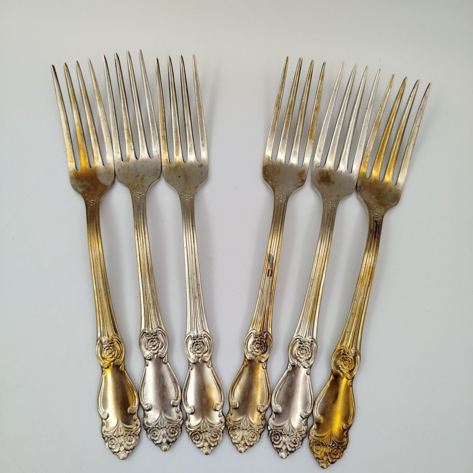Набор из 6 столовых вилок "Серебряная роза"