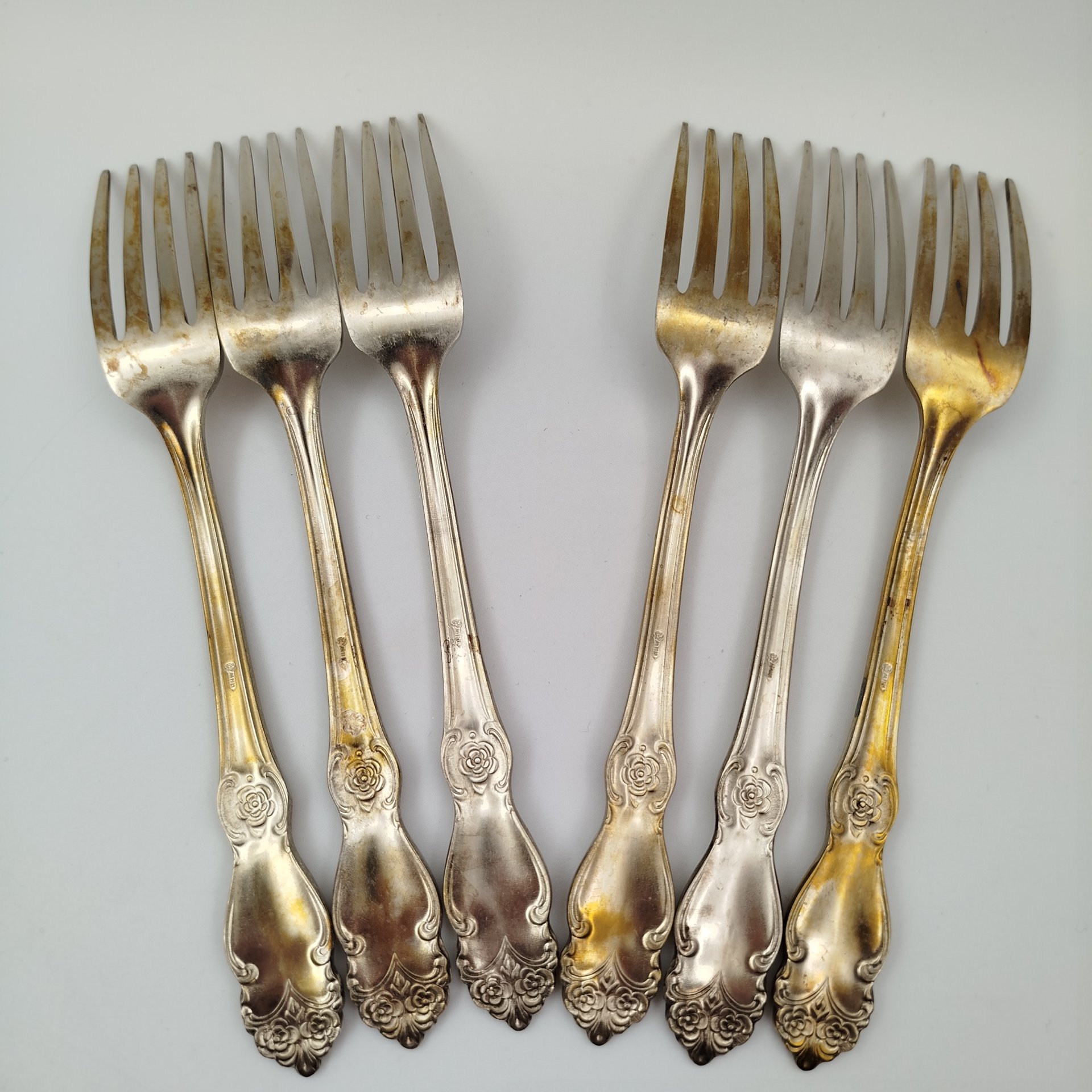 Набор из 6 столовых вилок "Серебряная роза"