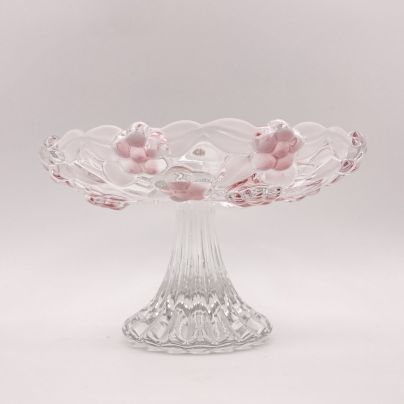 Конфетница, украшенная розовыми цветами, стекло, Walther Glas, Германия, 1980-2000 гг.