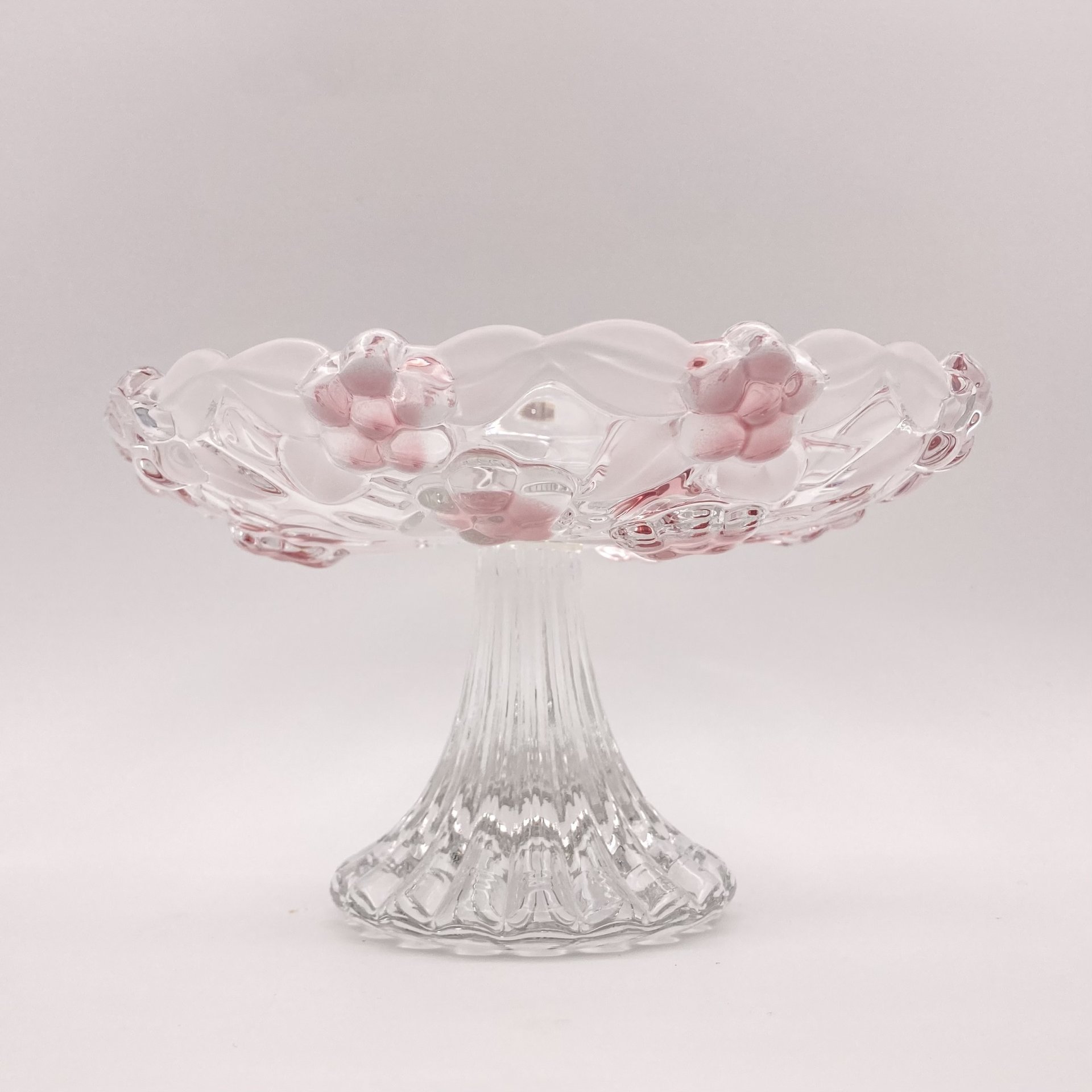 Конфетница, украшенная розовыми цветами, стекло, Walther Glas, Германия, 1980-2000 гг.