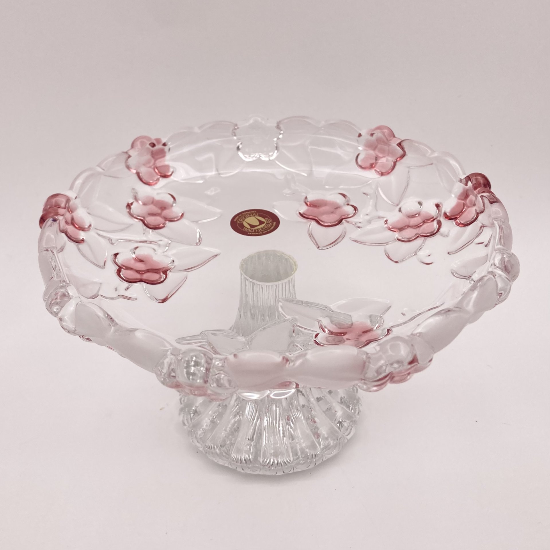Конфетница, украшенная розовыми цветами, стекло, Walther Glas, Германия, 1980-2000 гг.