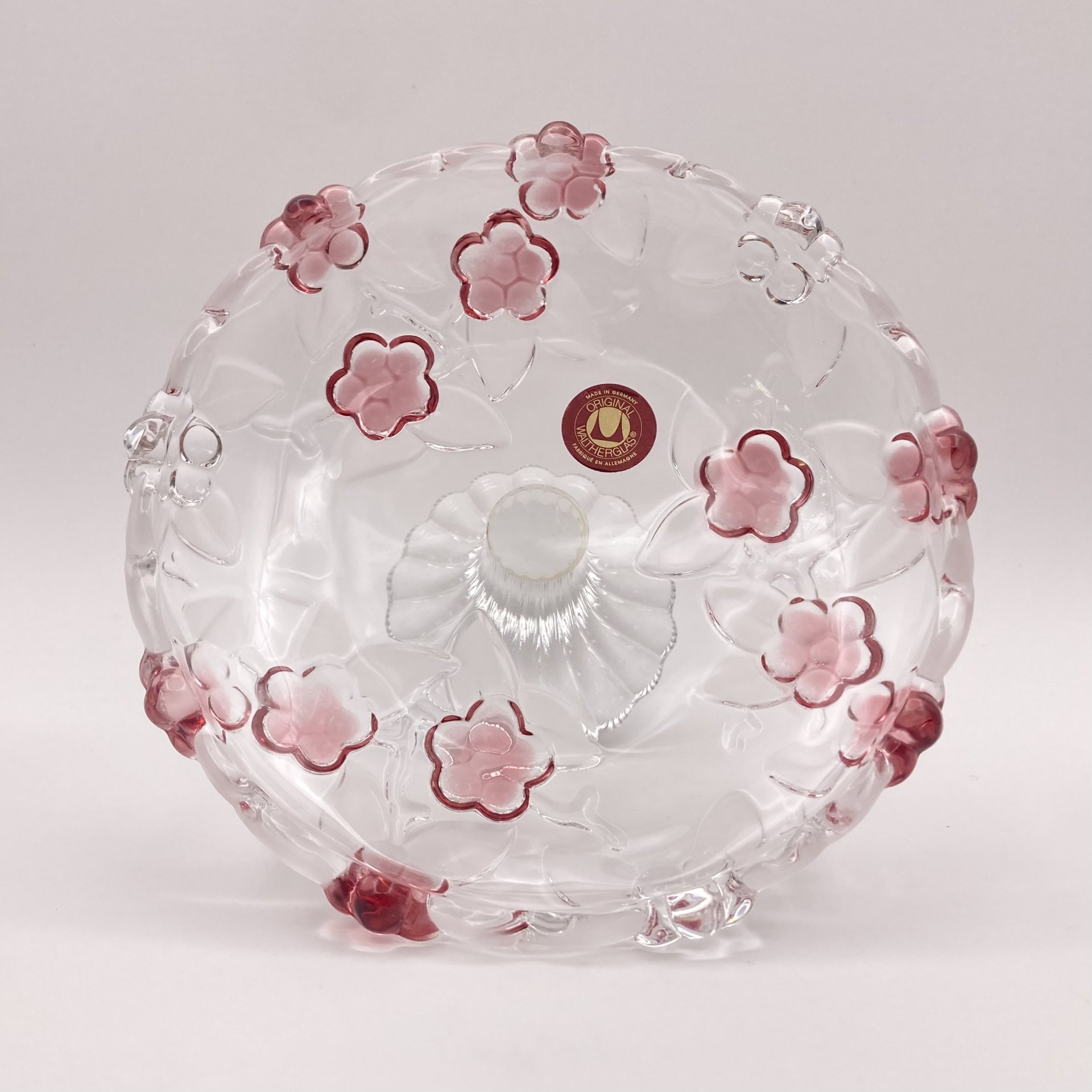 Конфетница, украшенная розовыми цветами, стекло, Walther Glas, Германия, 1980-2000 гг.