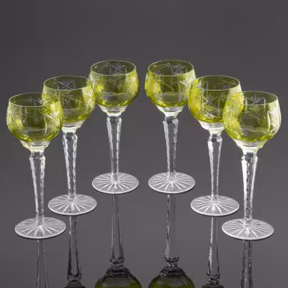 Набор из 6 бокалов (фужеров) для вина в стиле  Ajka Crystal модель Marsala Reseda large wine glass