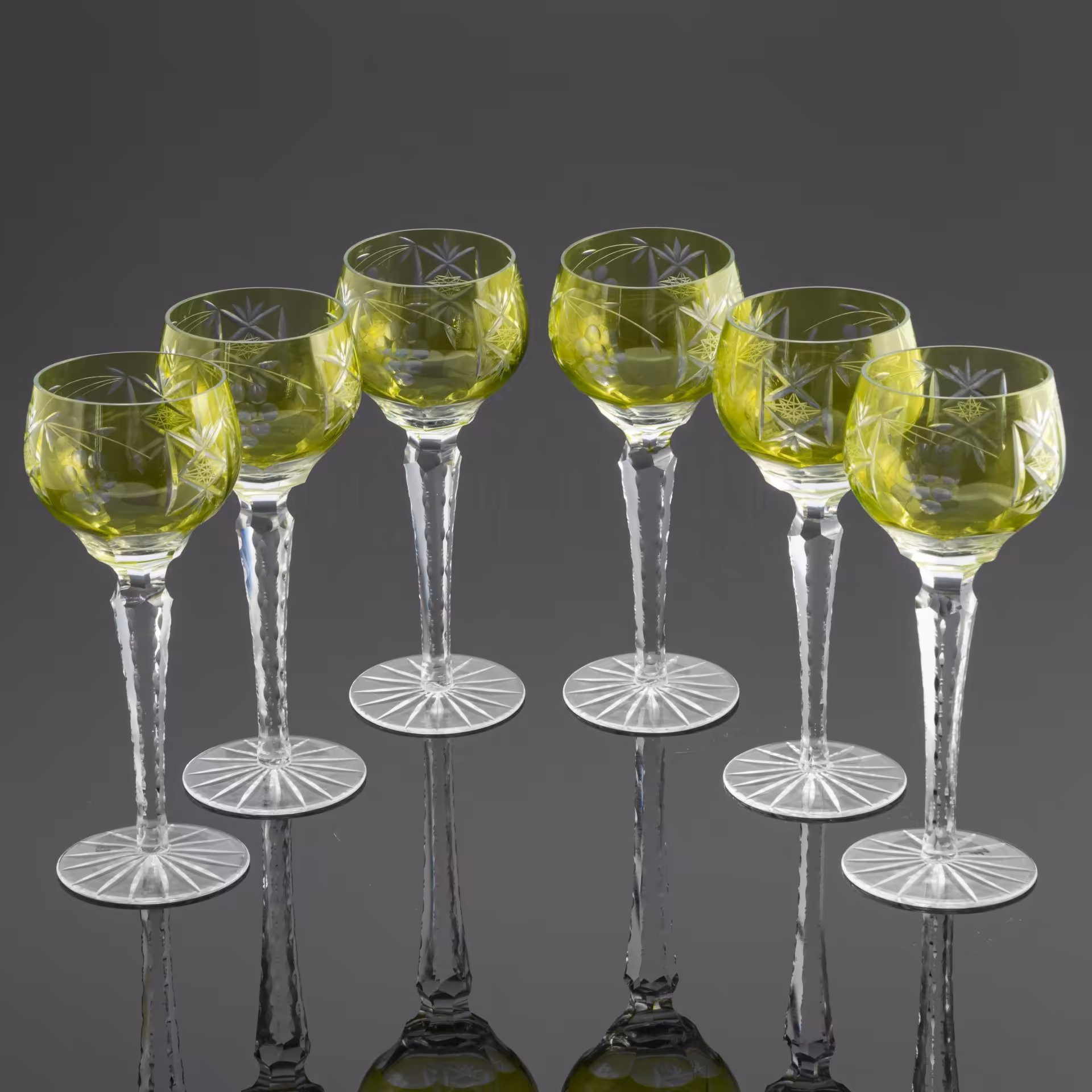Набор из 6 бокалов (фужеров) для вина в стиле  Ajka Crystal модель Marsala Reseda large wine glass