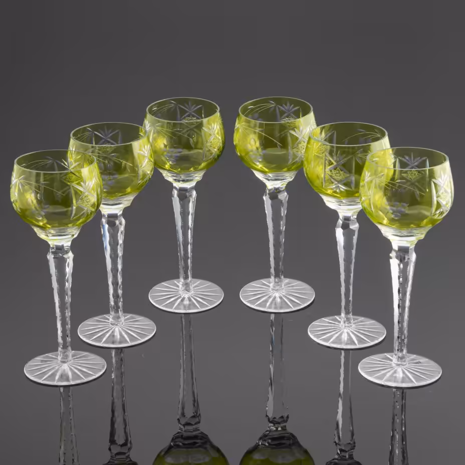 Набор из 6 бокалов (фужеров) для вина в стиле  Ajka Crystal модель Marsala Reseda large wine glass