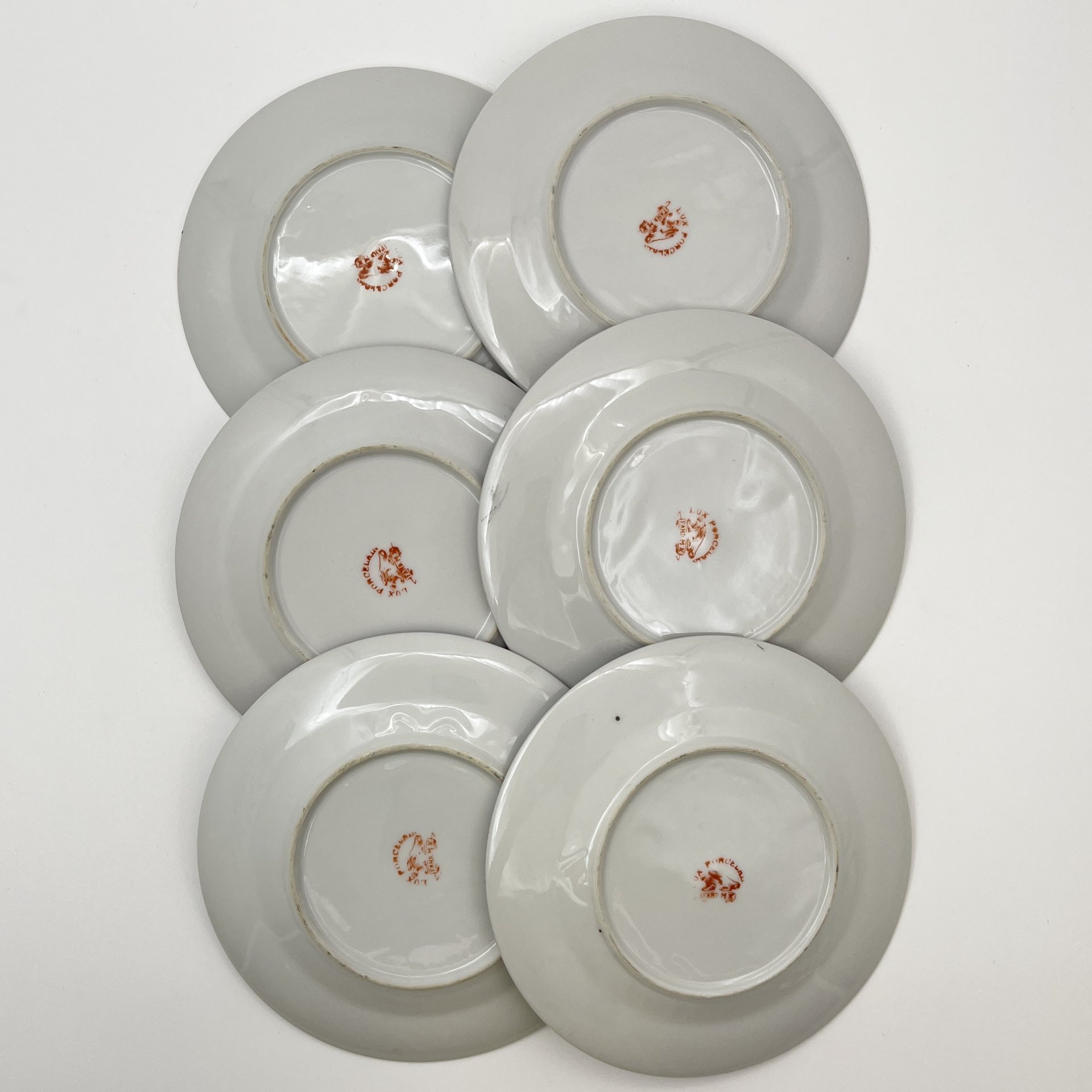 Набор из 6-ти десертных тарелок "Дракон",  Lux Porcelain FAHD M.K., фарфор, бисквит, роспись, золочение, Азия, 1970-1990 гг.