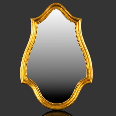 Зеркало в золотистой раме в стиле винтаж, зеркальное полотно, композитный материал, крашение
