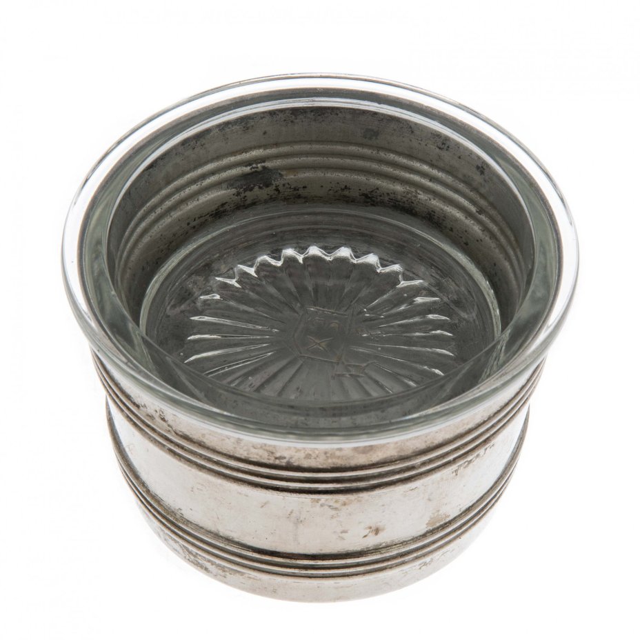 Икорница со стеклянной вставкой, мельхиор, Кольчугинский  металлургический завод, СССР, 1980-1990 гг.