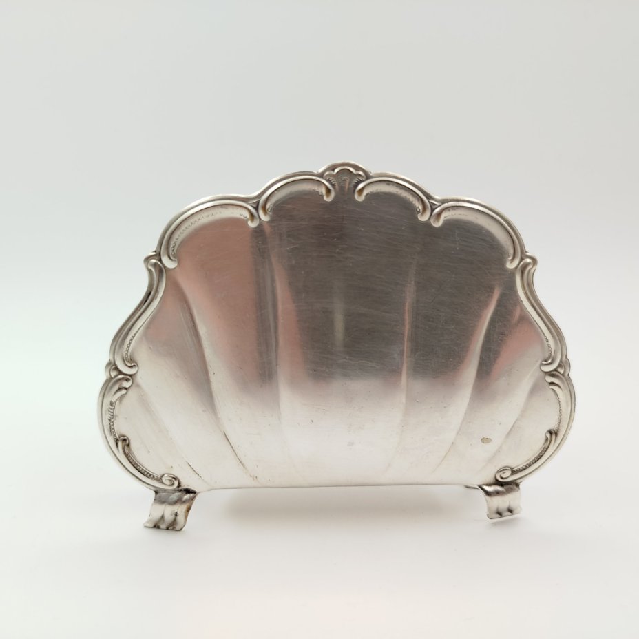 Салфетница, выполненная в форме раковины, мНЦ (медь-никель-цинк), Киевский завод столовых приборов и посуды им. Дзержинского (ЗiД, ЗиД), СССР, 1950-1960 гг.