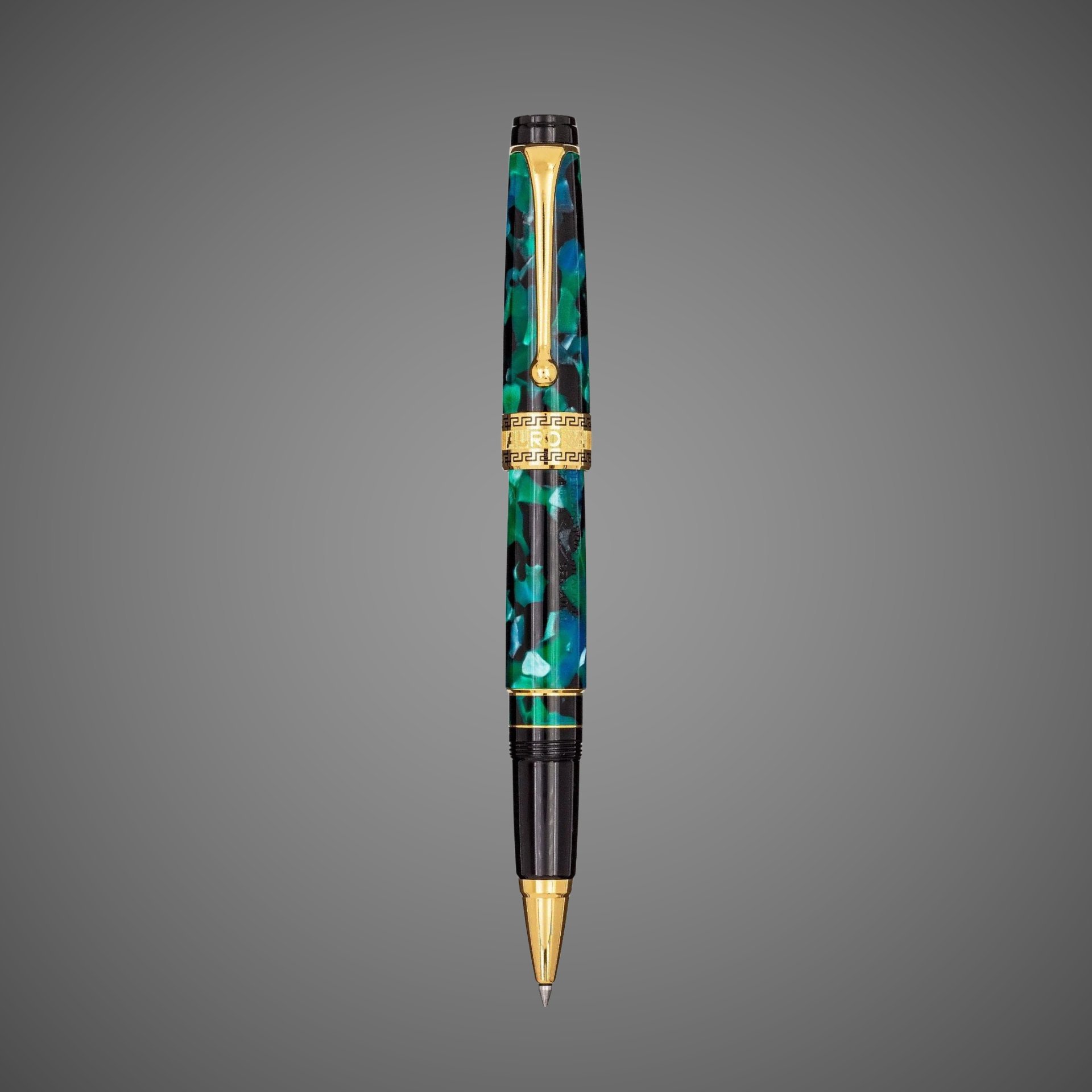 Ручка-роллер Aurora Optima Auroloide, Emerald green GT, в подарочной коробке, Драгметаллы: позолота, позолота, смола